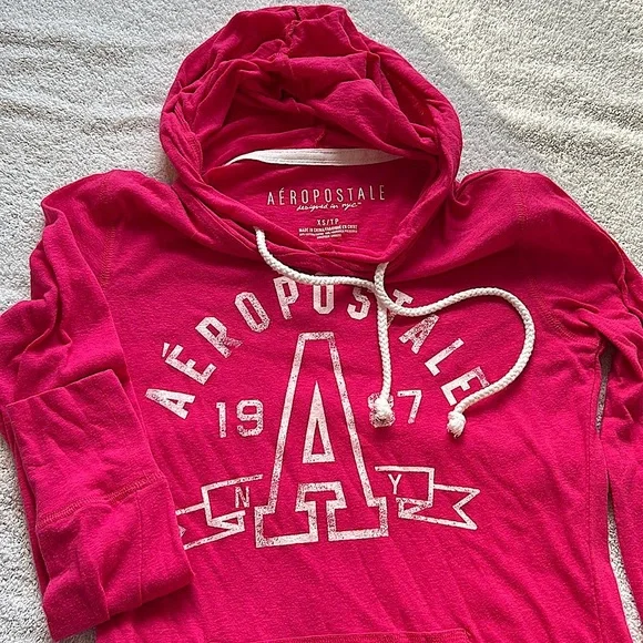 Aeropostale XS lightweight hoodie hot pink preppy teen tween beach vacation - Picture 1 of 6